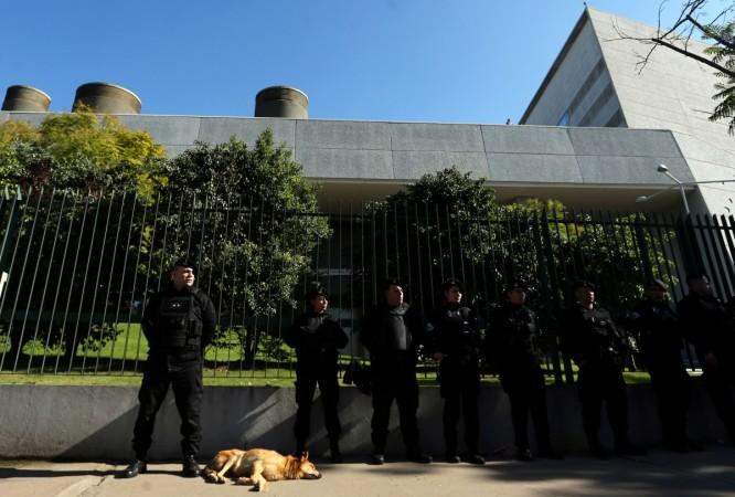 Security officers outside the venue of the wedding ceremony in Rosario Messi wedding security