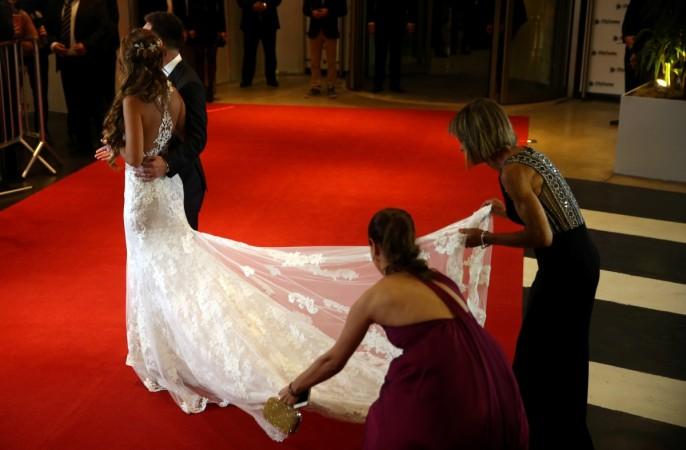 Antonella's mermaid-style gown caught eyeballs at the ceremony Lionel Messi and Antonella Roccuzzo