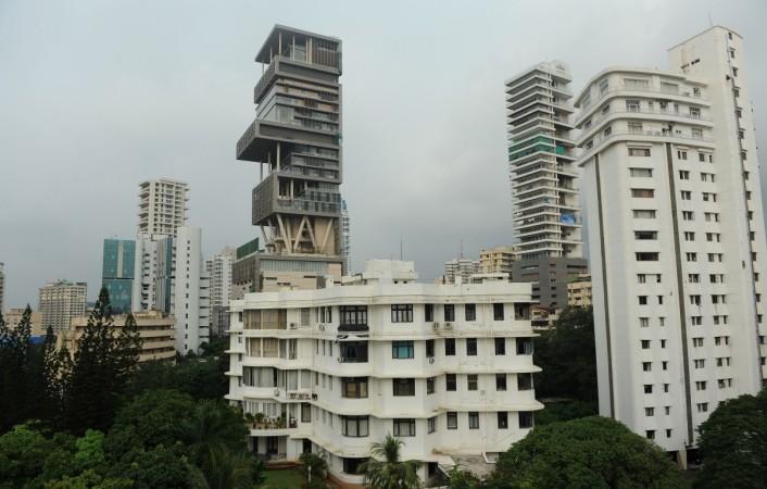 A view of Mukesh Ambani's 27-storey building, named Antilia, after a mythical island. The building which contains a health club, swimming pool, three helipads and a 50-seater cinema is estimated to be worth over $1 billion. Antilia
