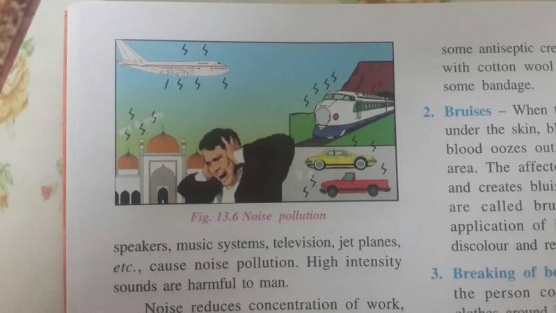 The image showing mosque as a source of noise pollution. ICSE textbook image making its rounds on social media