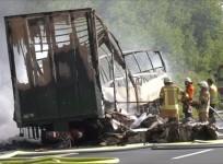 Up to 18 pensioners dead after tour bus collides with truck
