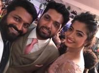 Rishab Shetty with Rakshit Shetty, Rashmika Mandanna