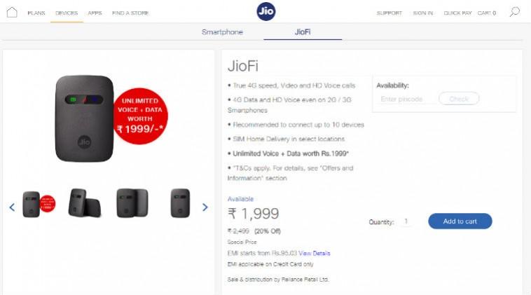 Reliance Jio's new JioFi data plans overshadow 'Dhan Dhana Dhan' offer Reliance JioFi