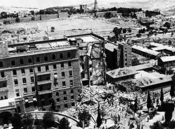 26th July 1946: The scene at the King David Hotel in Jerusalem, which was the British headquarters in Palestine, after it was wrecked by a bomb planted by Zionist military group Irgun. The King David Hote