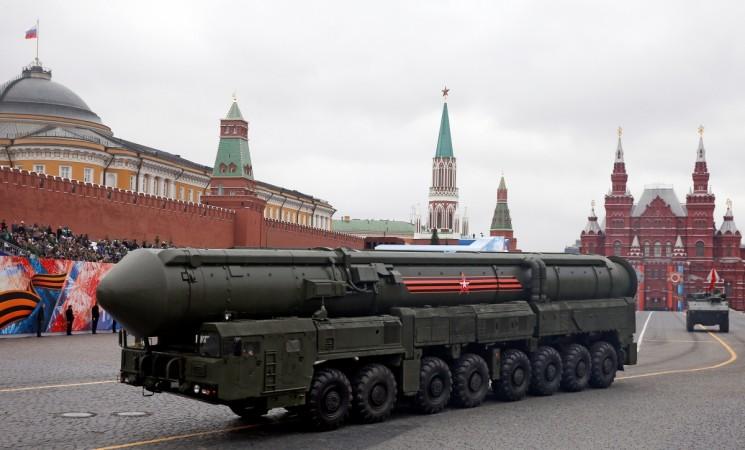 A Yars RS-24 intercontinental ballistic missile system is seen during the 72nd anniversary of the end of World War II on the Red Square in Moscow. Russia missile