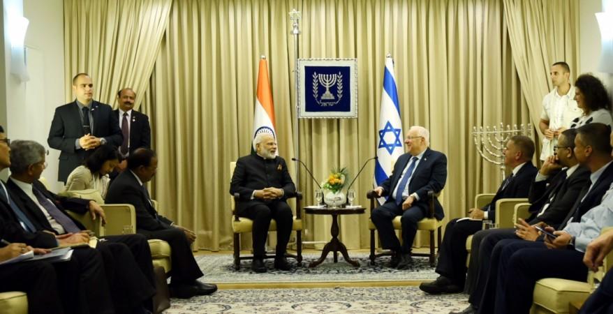 Prime Minister Narendra Modi calls on the President of Israel, Reuven Rivlin, in Jerusalem, Israel on July 5, 2017. Modi Israel