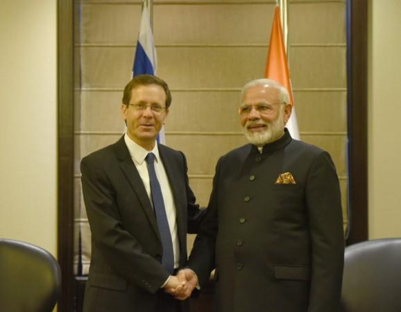 The Leader of the Opposition of Knesset, Isaac Herzog, calls on Prime Minister Narendra Modi in Jerusalem, Israel on July 5, 2017. Modi Israel