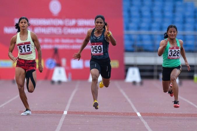 Home girl Dutee Chand (C) will be in action on Thursday Dutee Chand