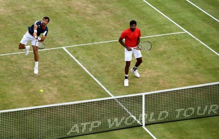 Bopanna (R) and Dodig in action at Queen's. Rohan Bopanna
