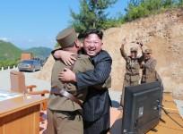 North Korean leader Kim Jong Un with scientists and technicians of the DPRK Academy of Defence Science