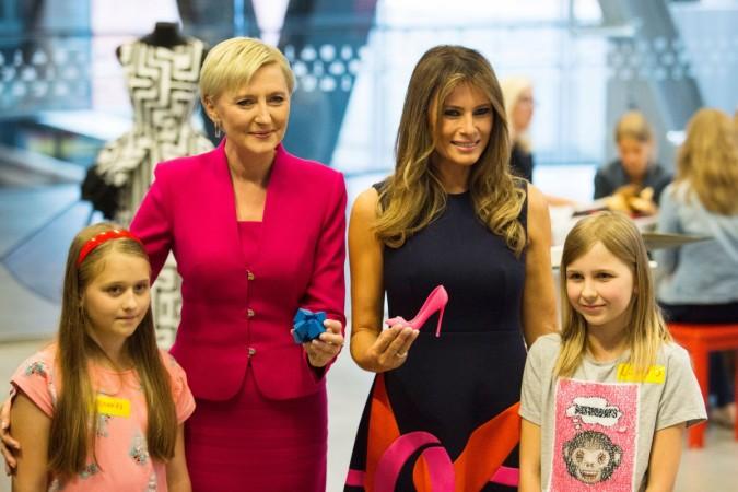 Melania Trump and Polish President's wife Agata Kornhauser-Duda at Copernicus Science Center in Warsaw. Melania Trump