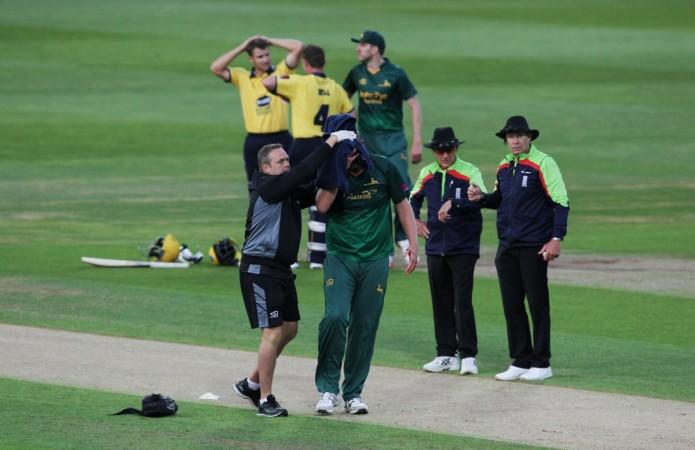 Luke Fletcher receiving medical attention after the accident on Saturday Luke Fletcher