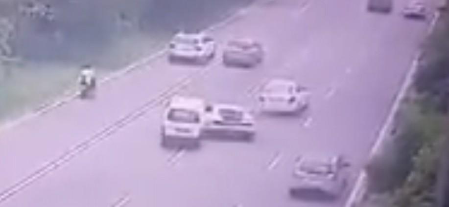 Accident captured on CCTV cameras installed at the Greater Noida Expressway Accident captured on CCTV