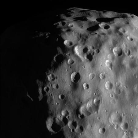 This zoomed-in view of Epimetheus, one of the highest resolution ever taken bu Cassini spacecraft's narrow-angle camera. nasa, Epimetheus, Saturn, Cassini,