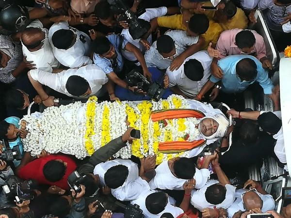 In picture: The funeral procession of slain RSS worker Sharath Madivala in the Dakshina Kannada district of Karnataka. Sharath Madivala funeral