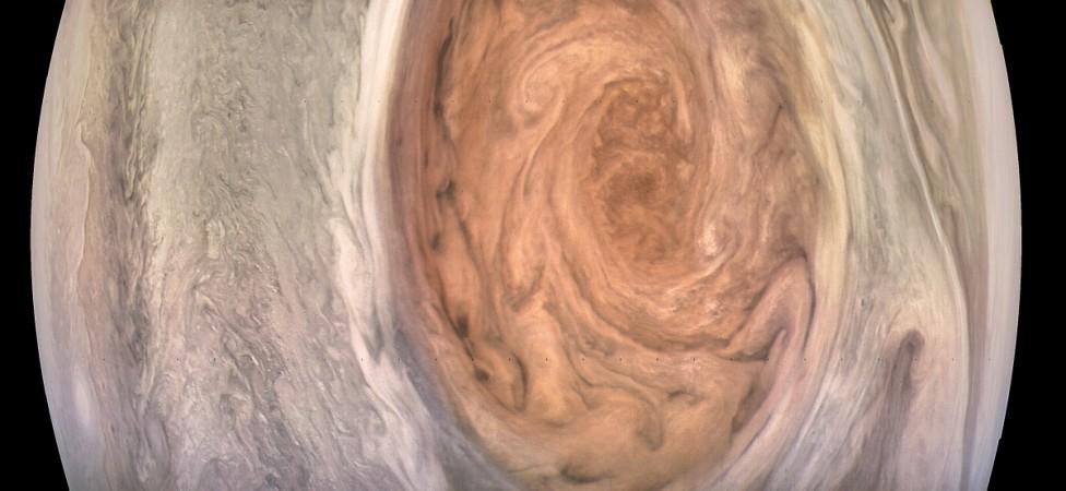 This enhanced-color image of Jupiter's Great Red Spot was created by citizen scientist Kevin Gill using data from the JunoCam imager on NASA's Juno spacecraft. Jupiter storm