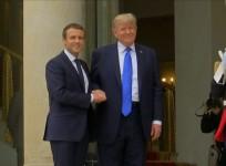 Donald Trump and Emmanuel Macron shake hands again ahead of bilateral meeting