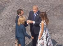 Trump and Macron share incredibly long and awkward handshake