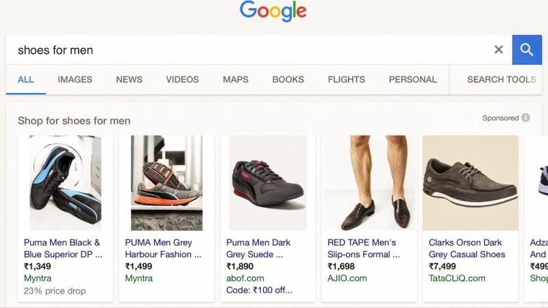 CAREFUL WHAT YOU WISH FOR: Adverts from Google's partners still appear at the top of Google search results pages. Google Shopping