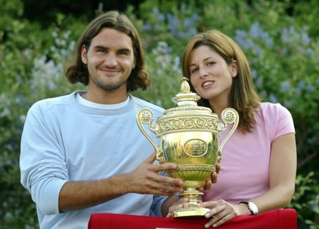 Roger Federer and Mirka Federer pose after Wimbledon 2003 Mirka Federer