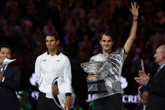 Federer (R) reigned supreme in Melbourne earlier this year Roger Federer