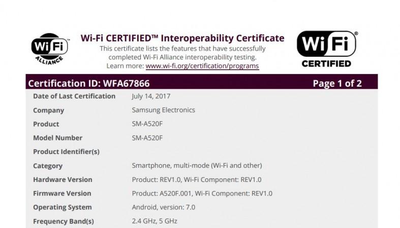 Samsung Android Nougat release alert: Galaxy A7, A5 (2017) will soon get Google mobile v7.0 OS update Samsung, Galaxy A5 (2017), Android Nougat, Wi-Fi Alliance, certifications,