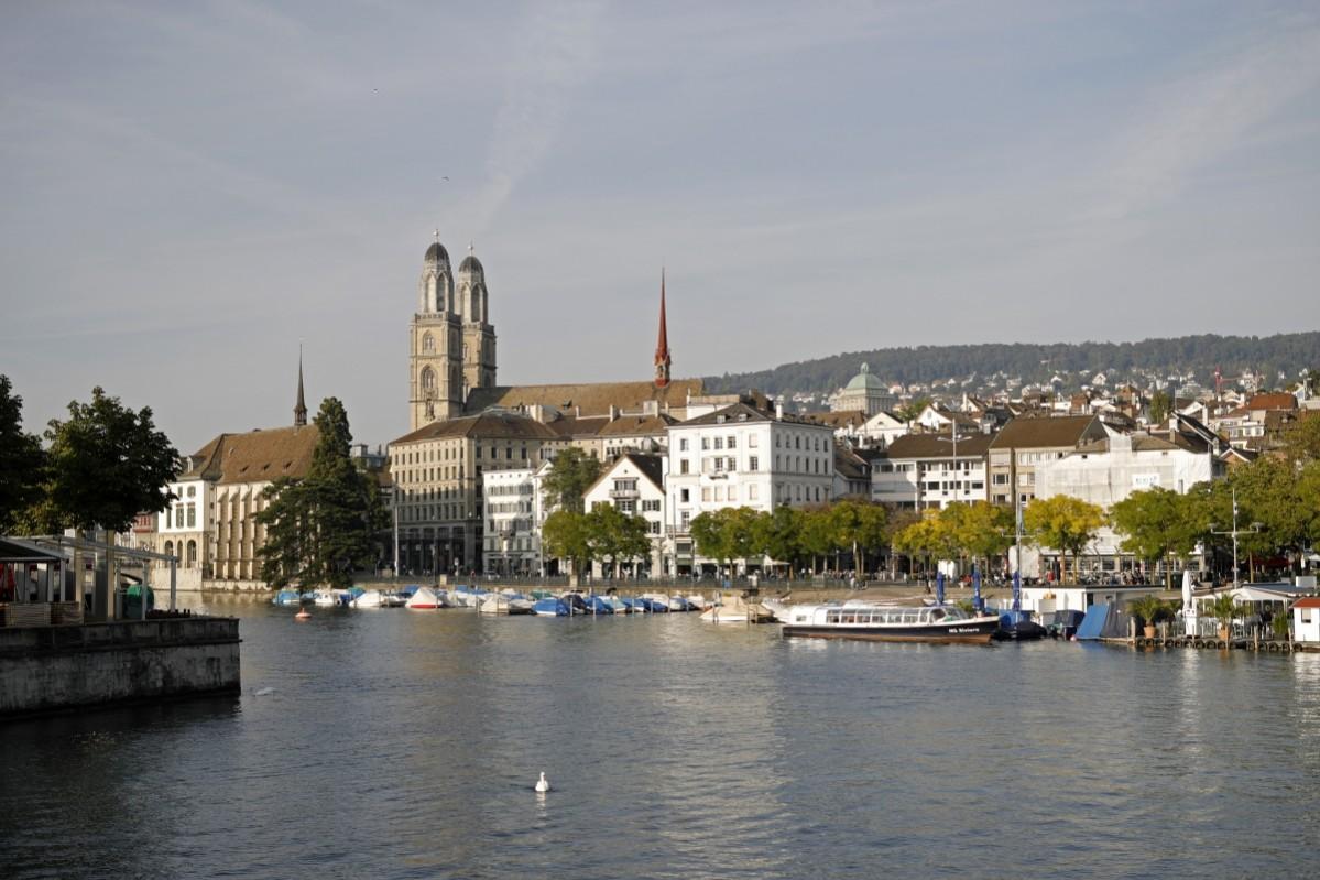 A general view of Zurich towards Grossmuenster church during the 12th Zurich Film Festival on September 22, 2016 in Zurich, Switzerland. Zurich