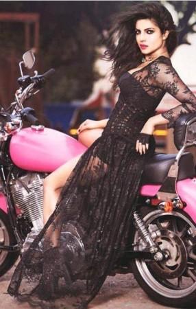 Priyanka Chopra with her pink Harley-Davidson bike Priyanka Chopra