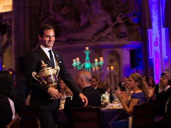 Roger Federer attends the Wimbledon Winners Dinner at The Guildhall on July 16, 2017 in London, England roger federer
