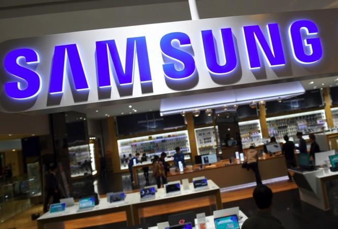 The logo of Samsung is seen at a Samsung showroom in Seoul on April 7, 2017. Samsung