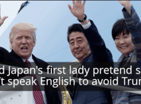 Did Japans first lady, Akie Abe, pretend she cant speak English to avoid Trump?