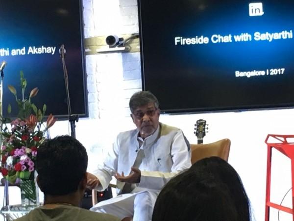 Nobel Peace laureate Kailash Satyarthi addressing LinkedIn India employees Nobel Peace laureate Kailash Satyarthi addressing LinkedIn India employees