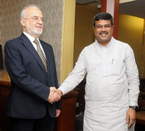 The Foreign Minister, Iraq, Dr. Ibrahim Al- Eshaiker Al-Jafari meeting the Minister of State for Petroleum and Natural Gas (Independent Charge), Shri Dharmendra Pradhan, in New Delhi on July 24, 2017. Iraq Foreign Minister Al-Jafari