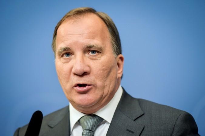 Sweden's Prime Minister Stefan Lofven attends a news conference following a huge leak of confidential information after an IT outsourcing agreement made by the the Swedish Transport Agency in Stockholm, Sweden July 24, 2017. Stefan Lofven