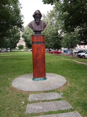 A bust of Nobel laureate Rabindranath Tagore in Thakurova area of Prague, the Czech Republic. Bust of Rabindranath Tagore in Thakurova, Prague, Czech Republic