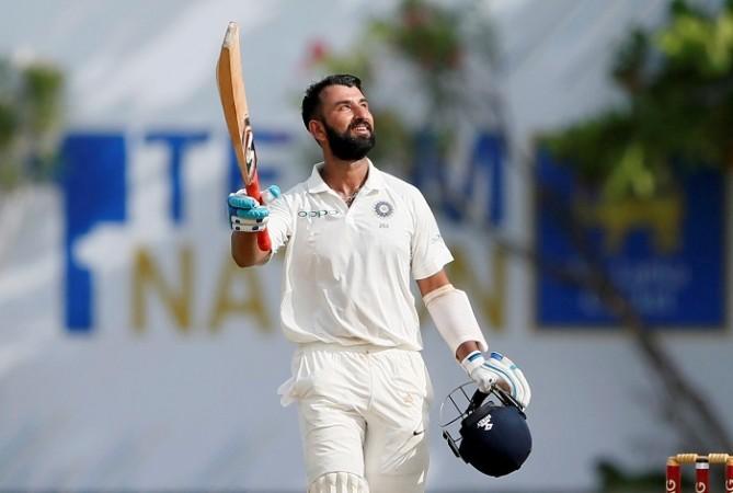 Cheteshwar Pujara looks up to the skies after a heavenly innings, July 26, 2017 Cheteshwar Pujara, India, Sri Lanka, 1st Test, Day 1 score