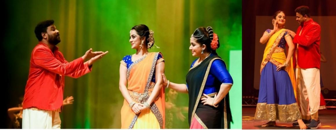 Dileep, Namitha Pramod and Kavya Madhavan during Dileep US Show 2017 Namitha Pramod, Dileep, Bhavana case, Kavya Madhavan
