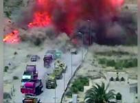 Egyptian tank runs over suicide bombers car before it explodes