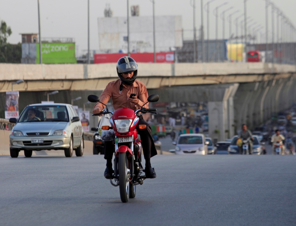 using phone on motorcycle