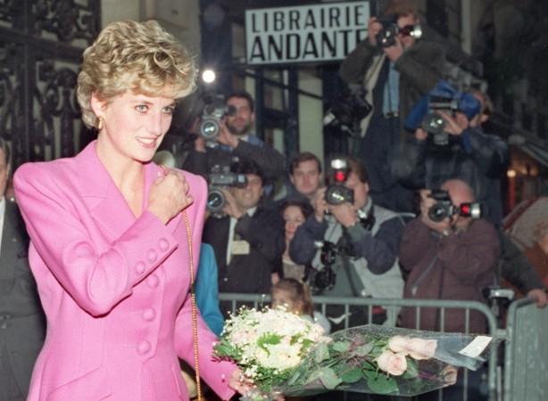 Picture dated 14 November 1992 of Princess Diana leaving the first anti-AIDS bookshop in Paris. Princess Diana