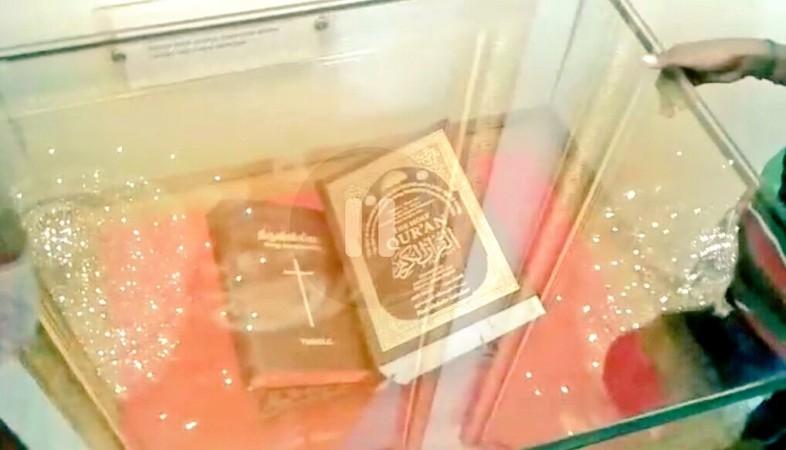 The Holy Bible and Quran near the memorial in Rameswaram. APJ Abdul kalam memorial