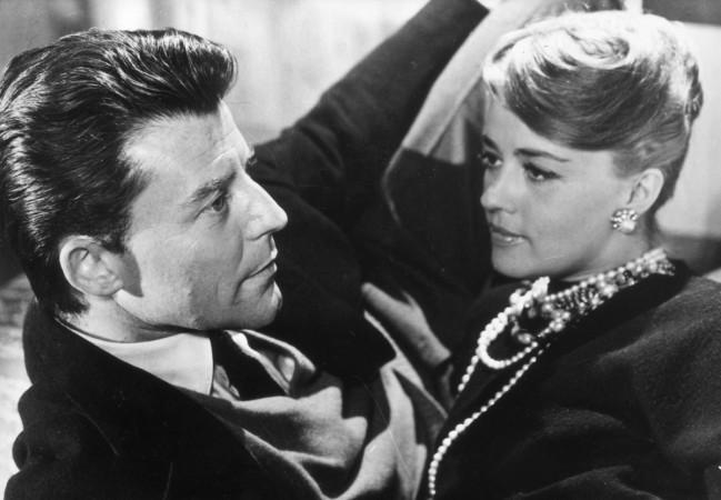 Jeanne Moreau and Gerard Philipe (1922 - 1959) in a scene Original Publication: From Roger Vadim's 'Les Liaisons Dangereuses 1960'. Jeanne Moreau