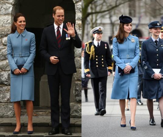 Prince William and Kate Middleton at the war memorial in Seymour Square on April 10, 2014, vs Duchess of Cambridge in London, England in 2016 kate middleton dresses
