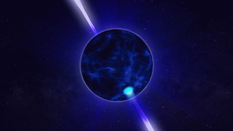 Most known neutron stars are observed as pulsars, emitting narrow, sweeping beams of radiation. They squeeze up to two solar masses into a city-size volume, crushing matter to the highest possible stable densities. To explore these exotic states of matter, NICER measures X-ray emissions across the surfaces of neutron stars as they spin, ultimately confronting the predictions of nuclear physics theory. nasa,pulsar,space,