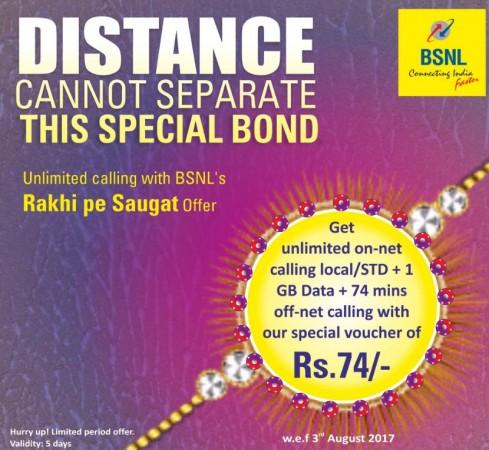 BSNL launches Rs 74 'Rakhi pe Saugat' offer with unlimited calls, 1GB Data per day and more benefits BSNL, Rakhi pe Saugat, Raksha Bandhan 2017, tariff plans