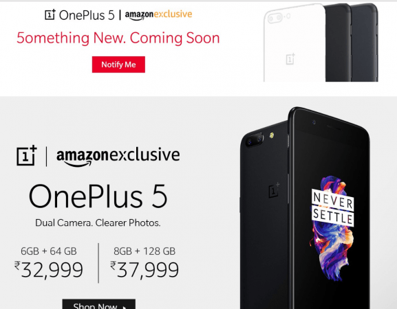 Amazon India teases OnePlus 5 launch in new colour Amazon India lists OnePlus 5 in new colour