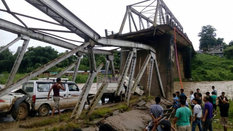 In picture: The bridge that collapsed killing four persons in Dimapur, Nagaland on July 11, 2017. Bridge collapse