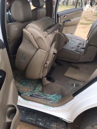 Rahul Gandhi's car after the attack Rahul Gandhi Car