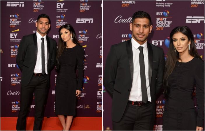 <span>Amir</span> Khan and wife <span>Faryal</span> pose on the red carpet during the <span>BT</span> Sport Industry Awards 2017 at <span>Battersea</span> Evolution on April 27, 2017 in London, England. Amir Khan with wife Faryal Makhdoom