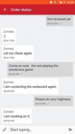Zomato conversation Zomato conversation